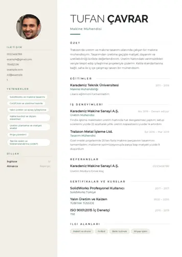 Makine Mühendisi Cv Örnekleri cv indir